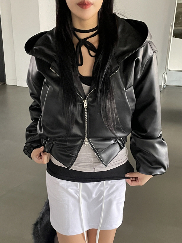 [KIMIS MADE]stunning two-way hood leather padding - 키미스