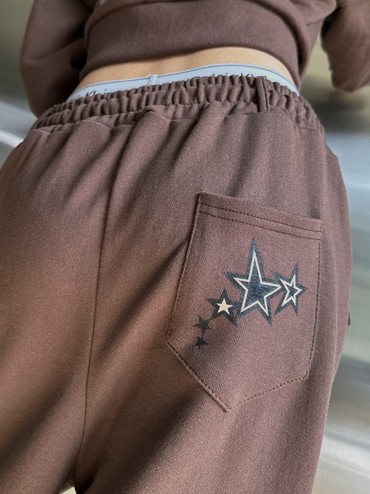 [KIMIS MADE]star the dreamer belt string traning pants(brown) - 키미스