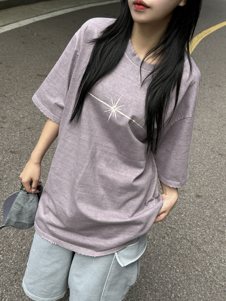 [UNISEX]피그먼트 블링 업 루즈 반팔 티셔츠(3color) - 키미스