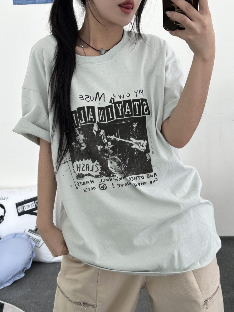 락스타즈 펑키 프린팅 하프 티셔츠(4color) - 키미스