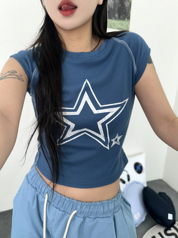 오버로크 더 틴즈 스타 포인트 하프 티셔츠(3color) - 키미스