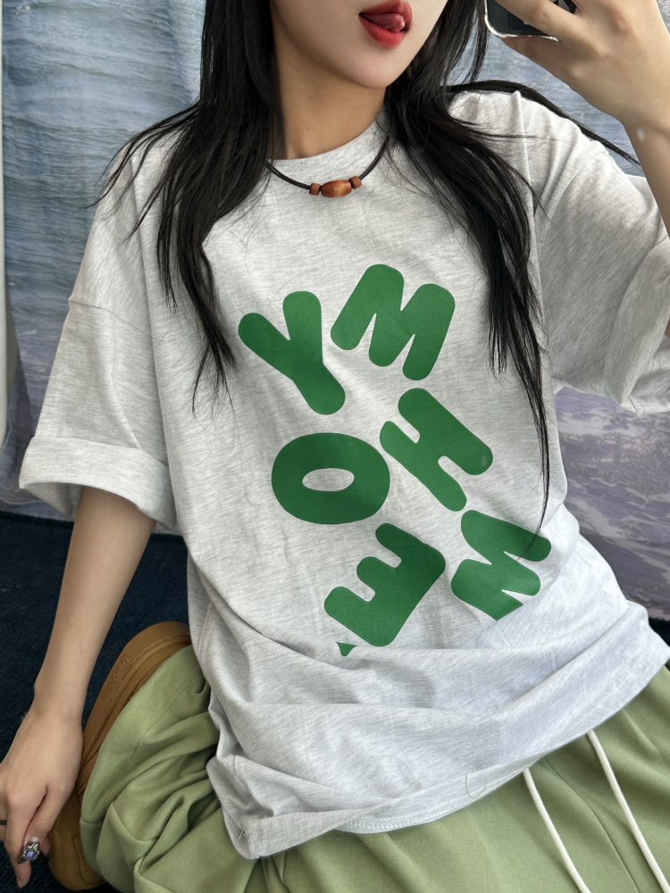코지 키치 레터 포인트 루즈 하프 티셔츠(3color) - 키미스