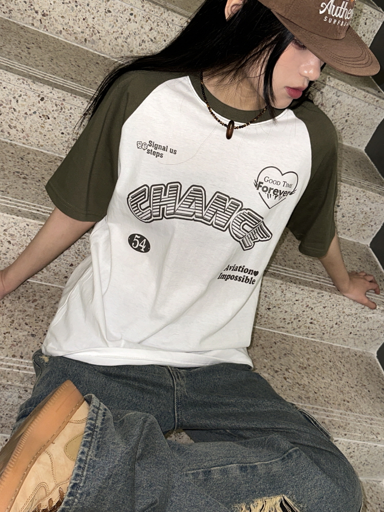[기획특가]키치 믹스 컬러 포인트 하트 유니크 하프 티셔츠(4color) - 키미스