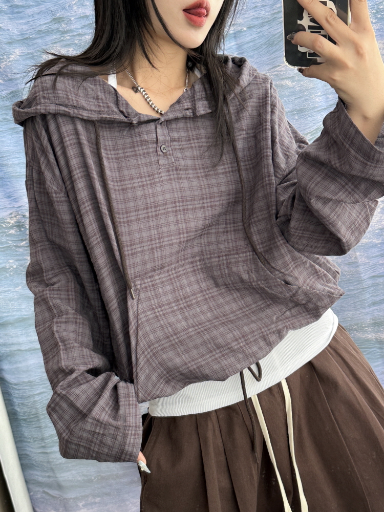 메카 빈티지 후드 체크 포켓 셔츠(3color/3-5일 여유주문) - 키미스